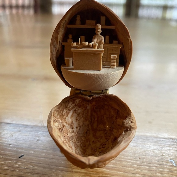 Intricate German Woodcarving in a Walnut Shell - Apothecary - Picture 2 of 7